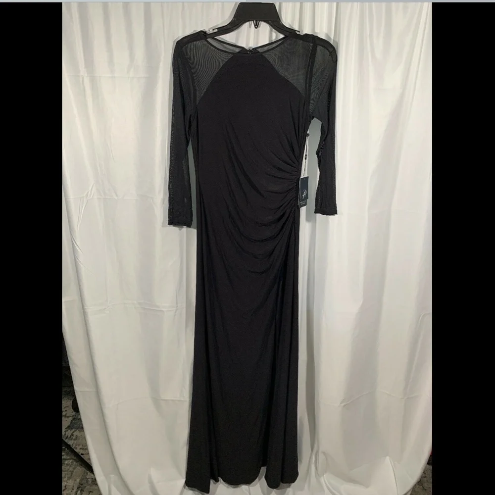 NWT Adrianna Papell Illusion Jersey‎ Gown black